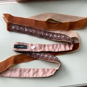 J Crew beaded belt-light brown velvet